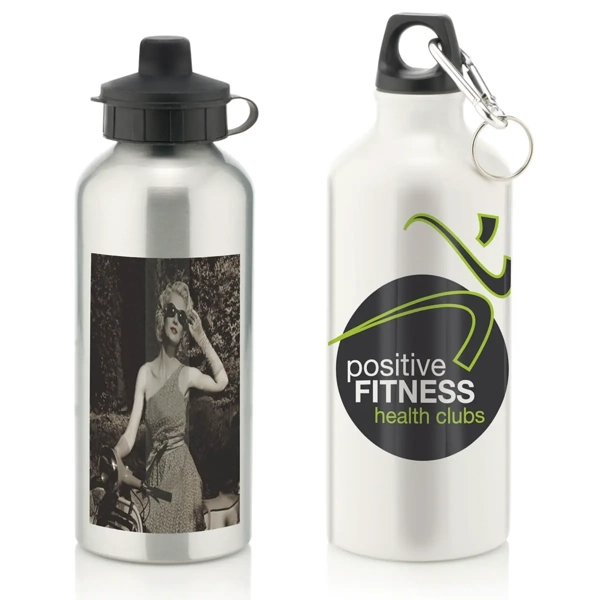 Printed Aluminium Water Bottle With 2 Cap Styles - 600ml - Image 2